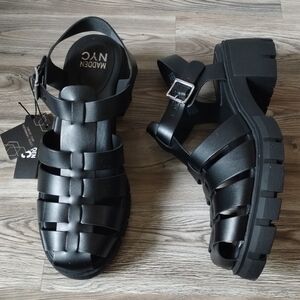 Madden NYC Black Block Heel Fisherman Sandals Women's Size 11